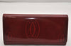 Authentic Cartier Happy Birthday Long Wallet Enamel Bordeaux Red Junk 9619J