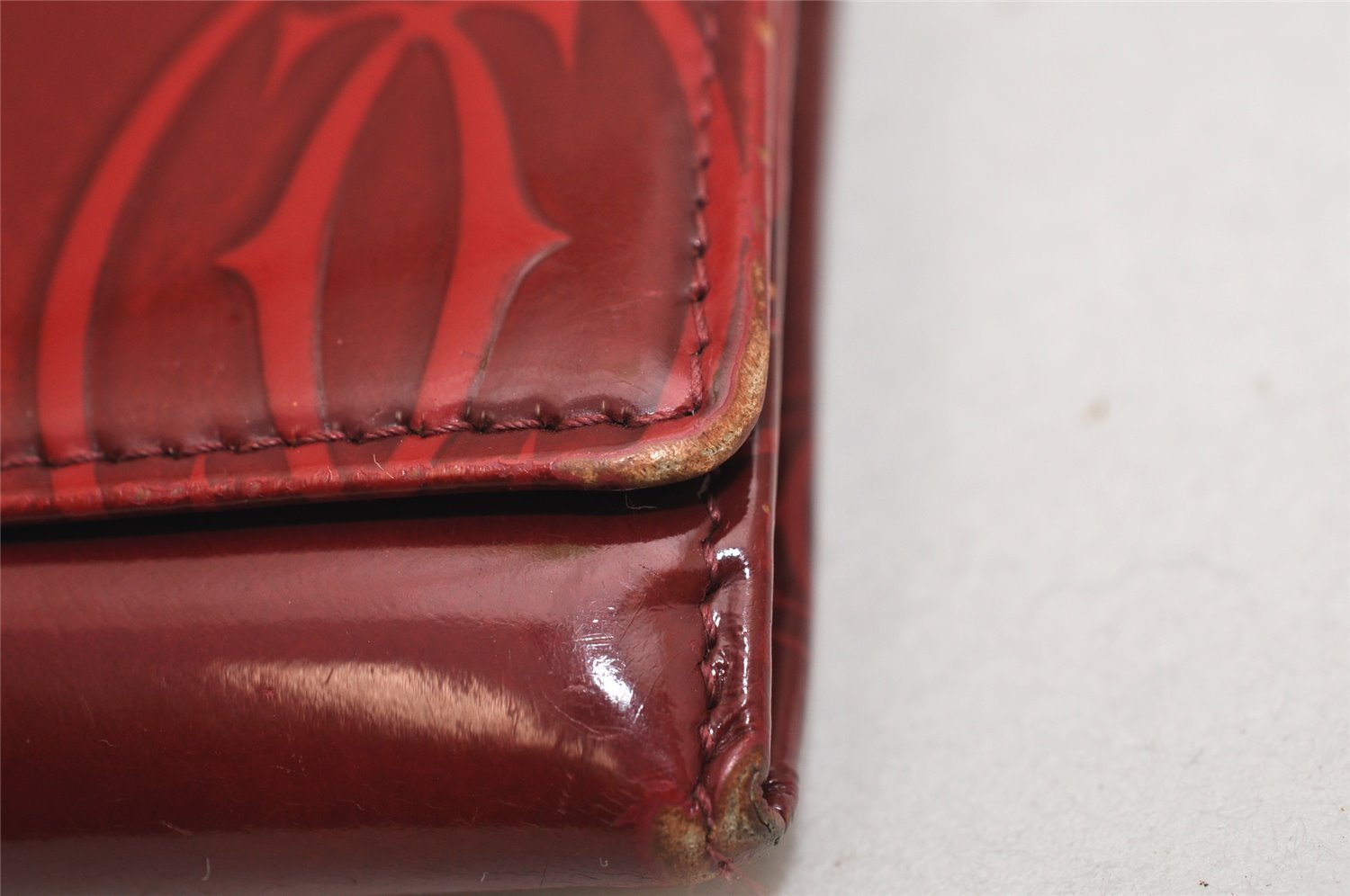 Authentic Cartier Happy Birthday Long Wallet Enamel Bordeaux Red Junk 9619J