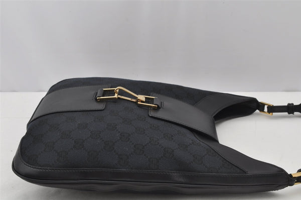 Authentic GUCCI Shoulder Bag Purse GG Canvas Leather 0014129 Black 9620I