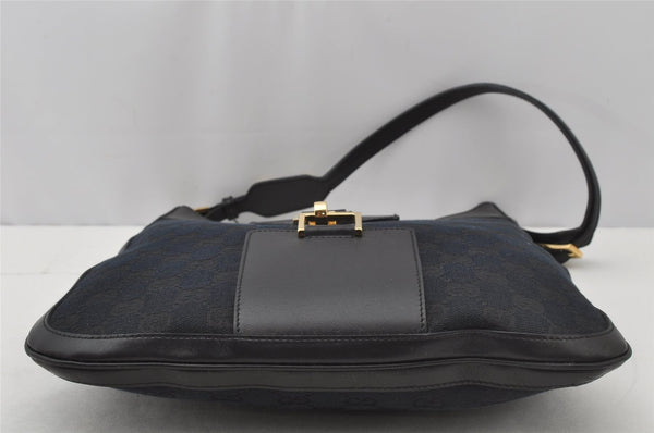 Authentic GUCCI Shoulder Bag Purse GG Canvas Leather 0014129 Black 9620I