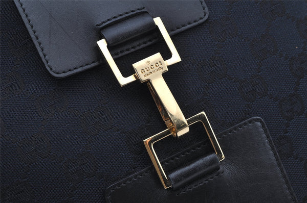 Authentic GUCCI Shoulder Bag Purse GG Canvas Leather 0014129 Black 9620I