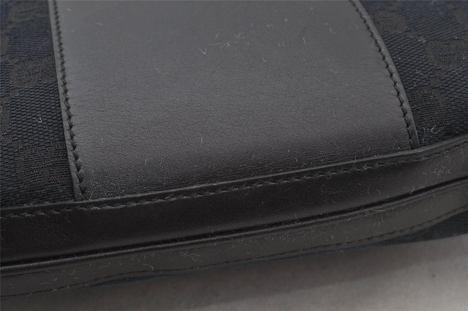 Authentic GUCCI Shoulder Bag Purse GG Canvas Leather 0014129 Black 9620I