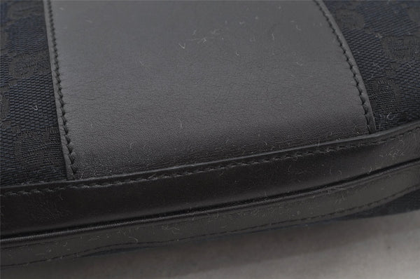 Authentic GUCCI Shoulder Bag Purse GG Canvas Leather 0014129 Black 9620I