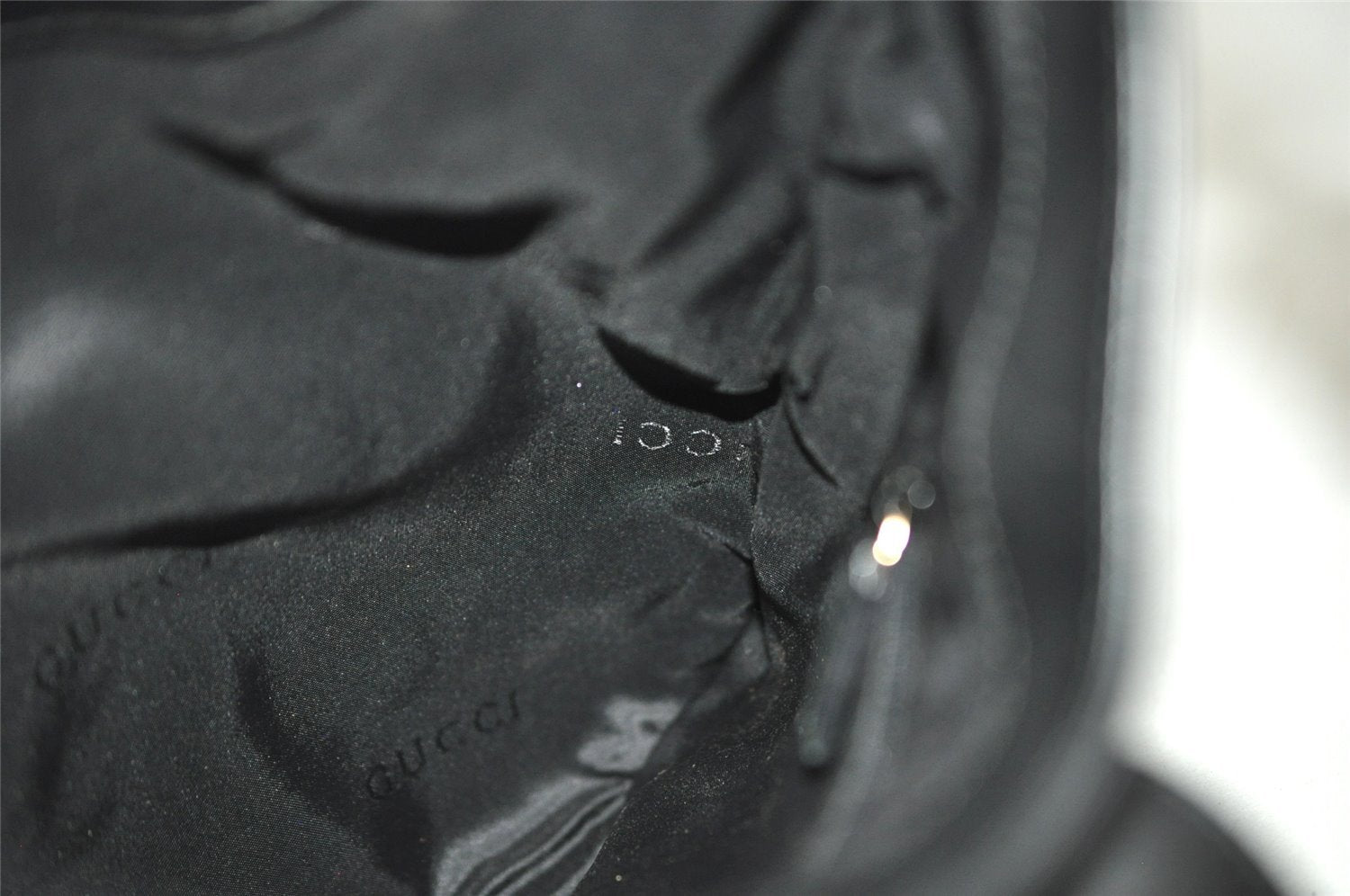 Authentic GUCCI Shoulder Bag Purse GG Canvas Leather 0014129 Black 9620I