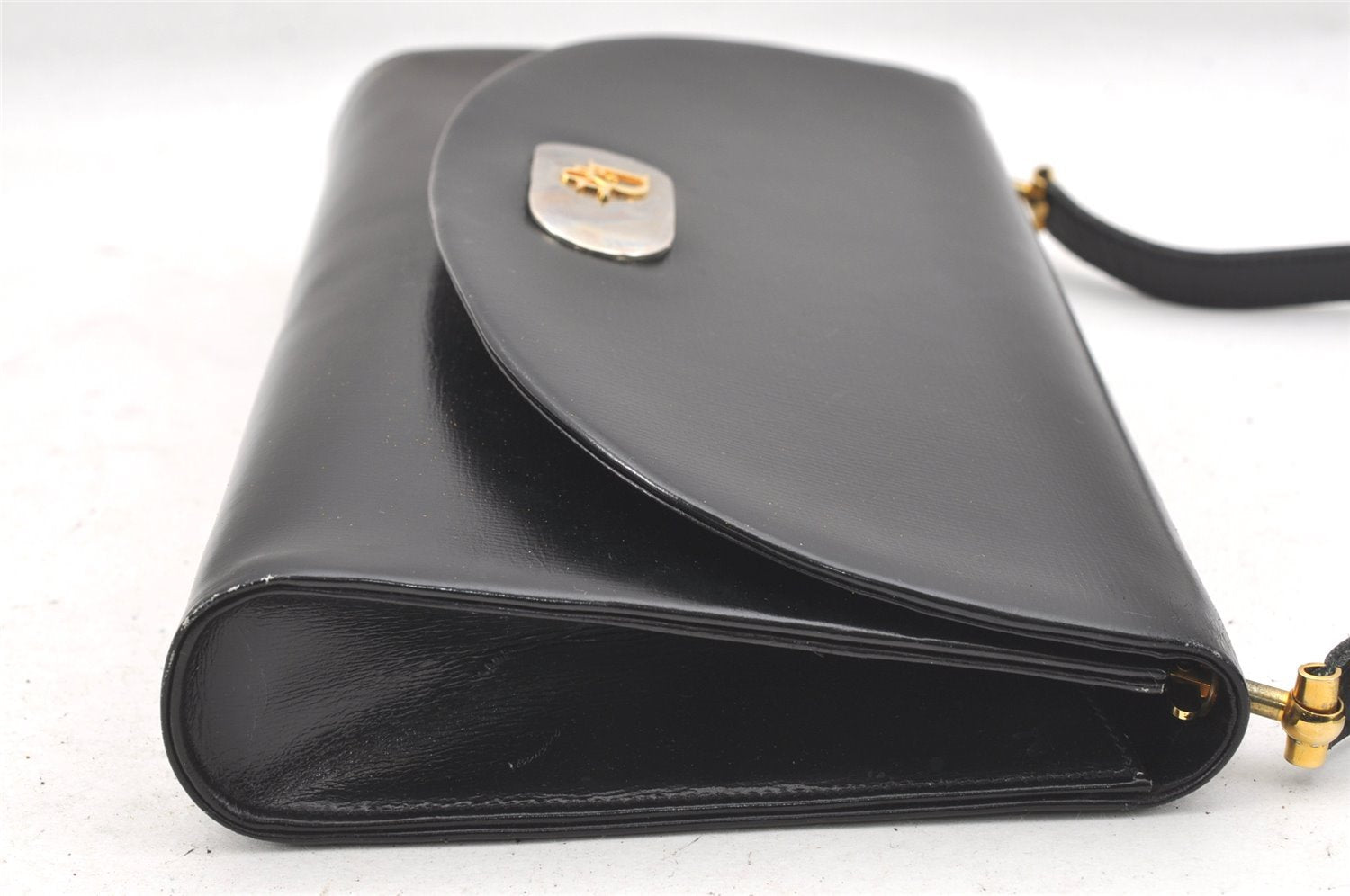 Authentic Christian Dior Vintage Shoulder Bag Purse Leather Black CD Junk 9621I