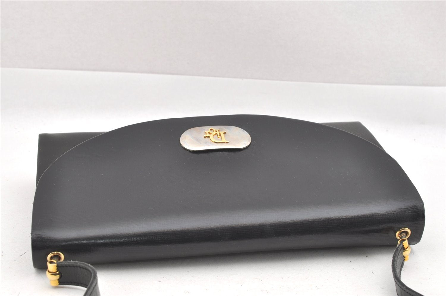 Authentic Christian Dior Vintage Shoulder Bag Purse Leather Black CD Junk 9621I