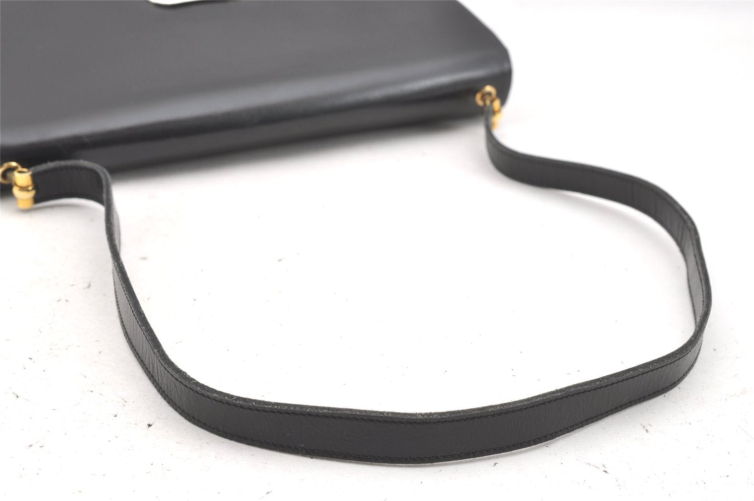 Authentic Christian Dior Vintage Shoulder Bag Purse Leather Black CD Junk 9621I