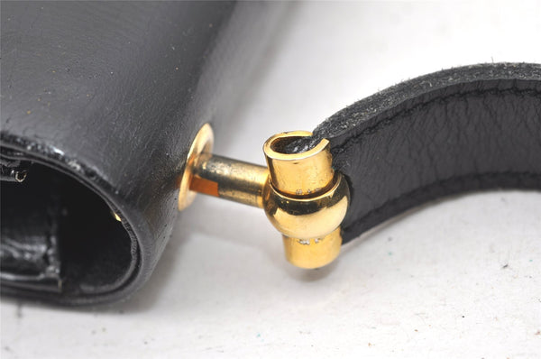 Authentic Christian Dior Vintage Shoulder Bag Purse Leather Black CD Junk 9621I