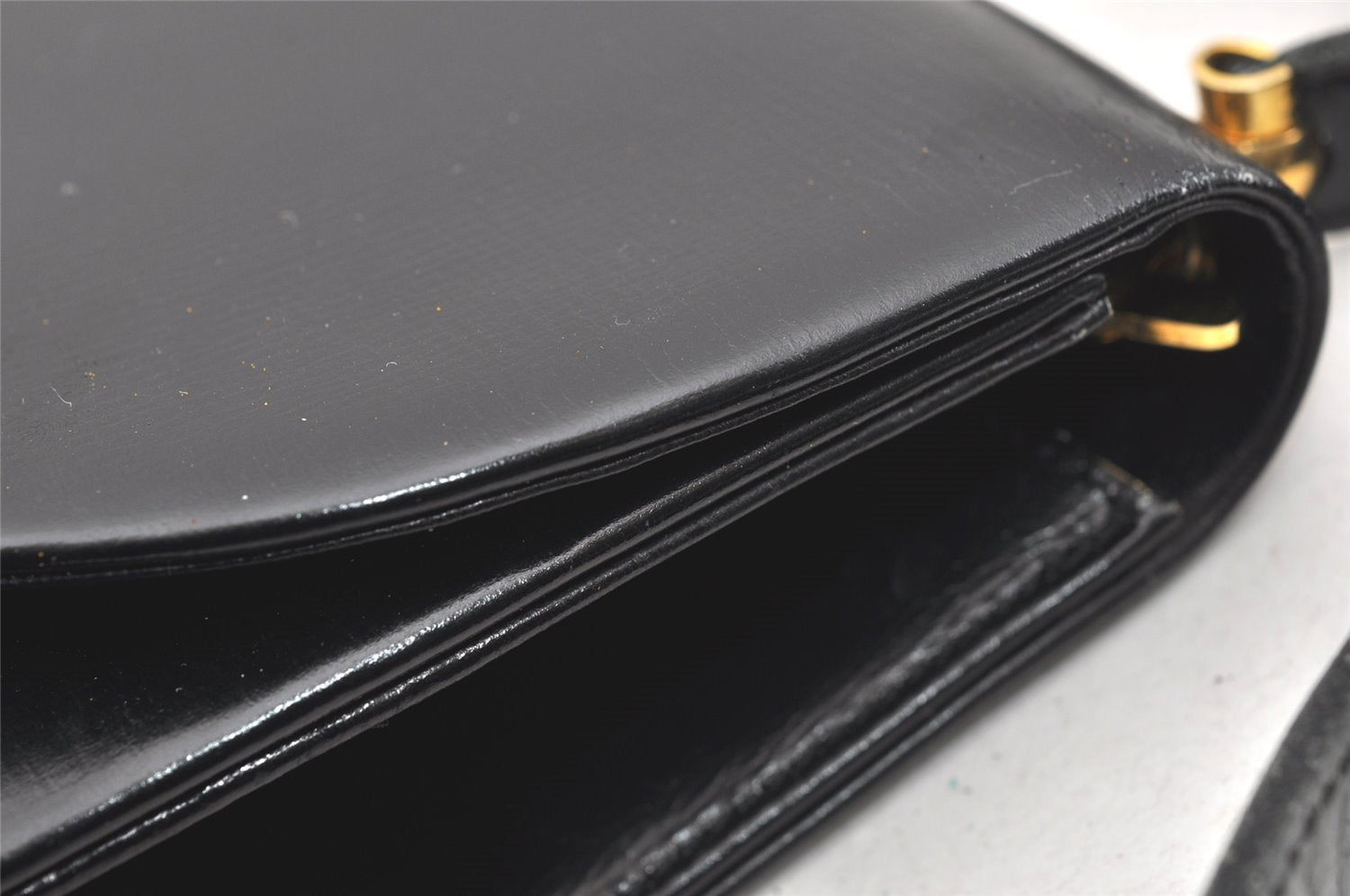 Authentic Christian Dior Vintage Shoulder Bag Purse Leather Black CD Junk 9621I
