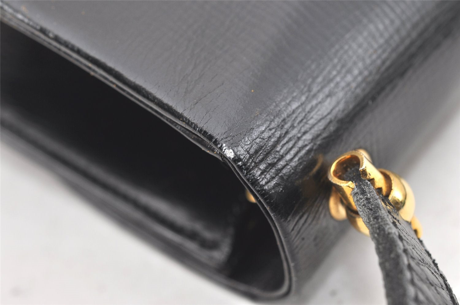 Authentic Christian Dior Vintage Shoulder Bag Purse Leather Black CD Junk 9621I