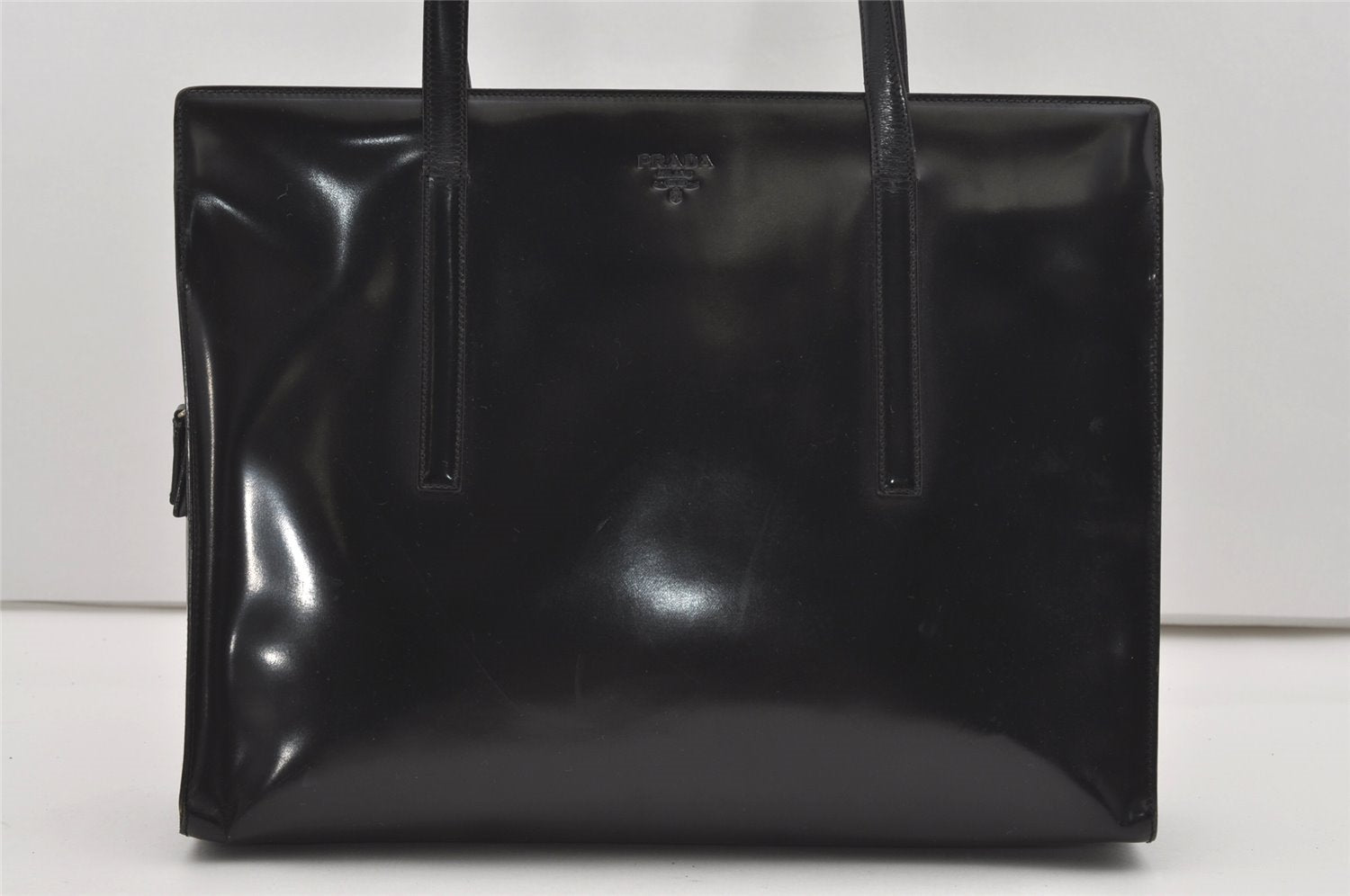 Authentic PRADA SPAZZOLATO SPOR Leather Shoulder Hand Bag B6902 Black 9622I