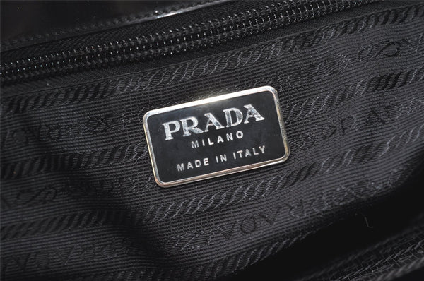 Authentic PRADA SPAZZOLATO SPOR Leather Shoulder Hand Bag B6902 Black 9622I