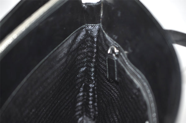 Authentic PRADA SPAZZOLATO SPOR Leather Shoulder Hand Bag B6902 Black 9622I