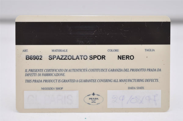 Authentic PRADA SPAZZOLATO SPOR Leather Shoulder Hand Bag B6902 Black 9622I