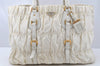 Authentic PRADA Vintage Nappa Gaufre Tote Hand Bag Nylon Leather White 9623I