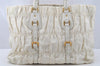 Authentic PRADA Vintage Nappa Gaufre Tote Hand Bag Nylon Leather White 9623I