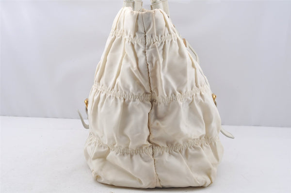 Authentic PRADA Vintage Nappa Gaufre Tote Hand Bag Nylon Leather White 9623I
