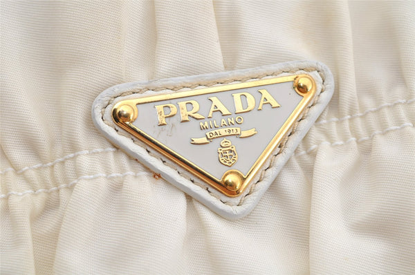 Authentic PRADA Vintage Nappa Gaufre Tote Hand Bag Nylon Leather White 9623I