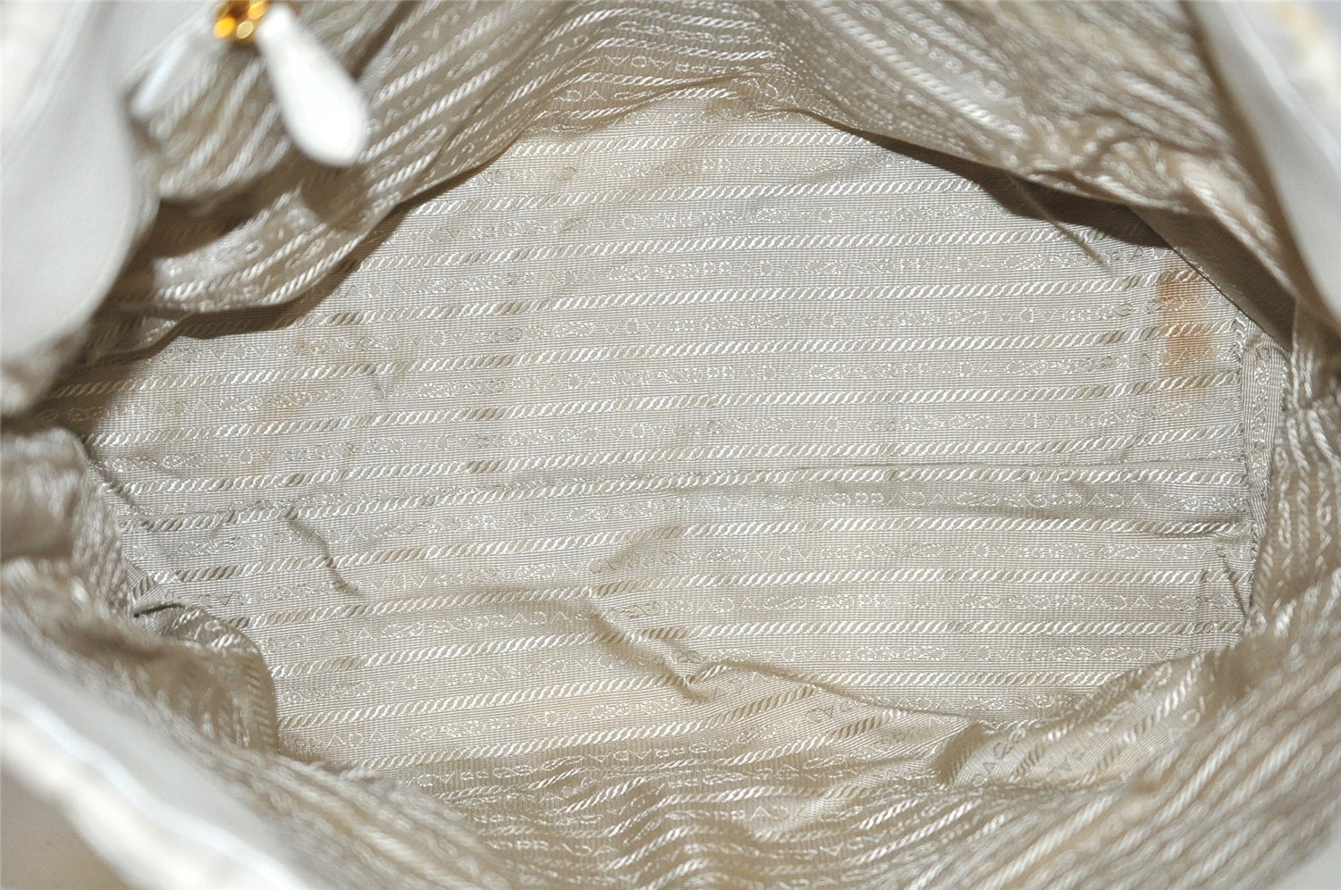 Authentic PRADA Vintage Nappa Gaufre Tote Hand Bag Nylon Leather White 9623I