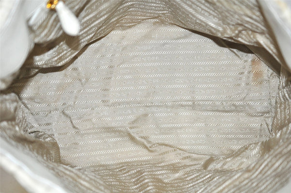 Authentic PRADA Vintage Nappa Gaufre Tote Hand Bag Nylon Leather White 9623I