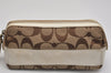 Authentic COACH Vintage Signature Pouch Purse Canvas Leather Brown 9624J