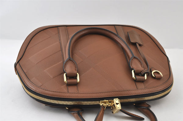 Authentic BURBERRY Vintage Leather 2Way Shoulder Hand Bag Purse Brown 9625I