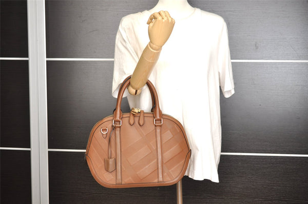 Authentic BURBERRY Vintage Leather 2Way Shoulder Hand Bag Purse Brown 9625I