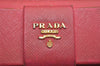 Authentic PRADA Saffiano Ribbon Leather Long Wallet Purse Pink Box 9625J