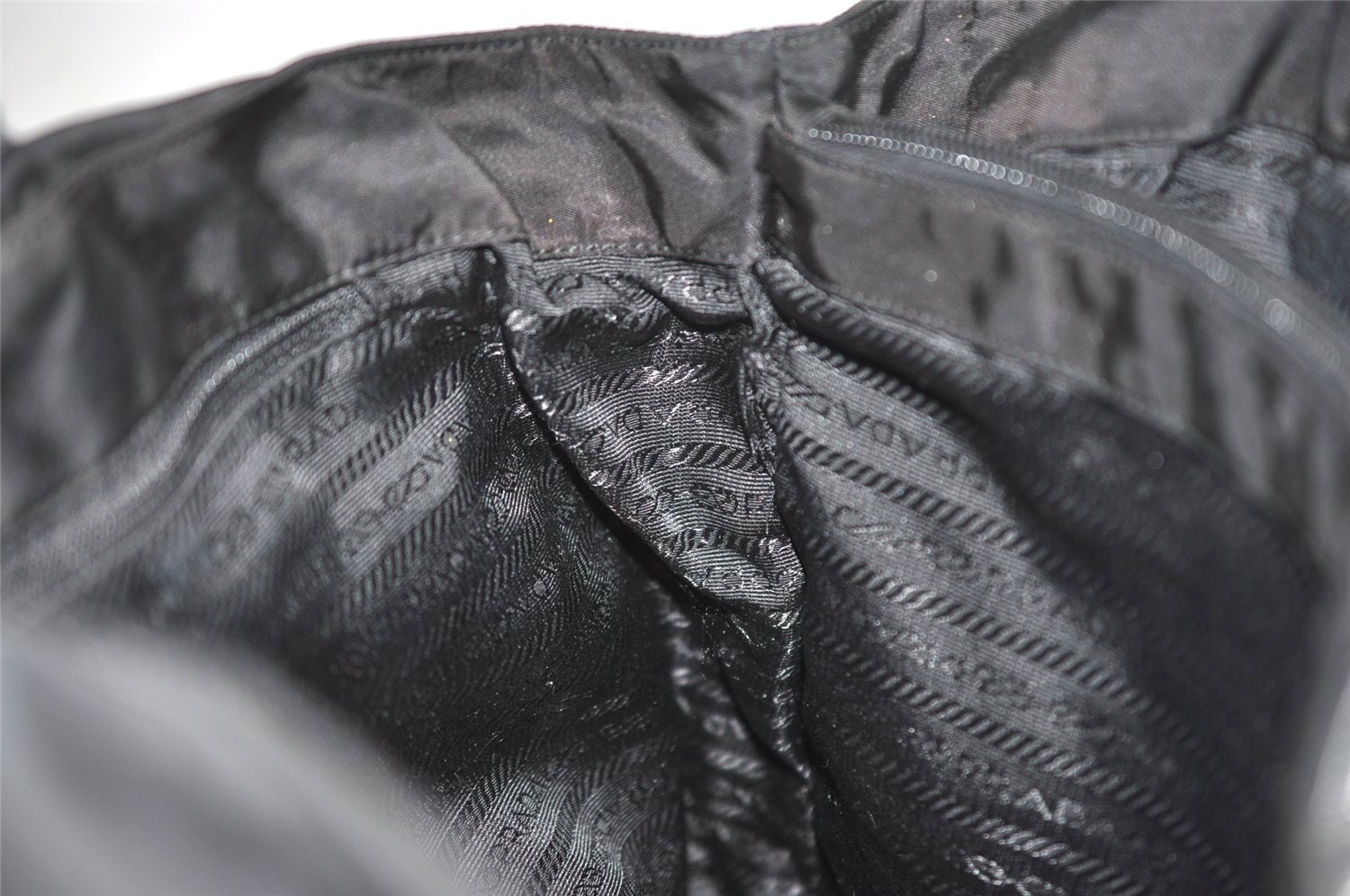 Authentic PRADA Nylon Tessuto Leather Shoulder Hand Bag BR1164 Black 9628I