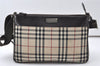 Authentic BURBERRY Nova Check Shoulder Cross Body Bag Canvas Leather Beige 9629I