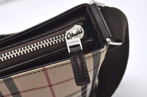 Authentic BURBERRY Nova Check Shoulder Cross Body Bag Canvas Leather Beige 9629I