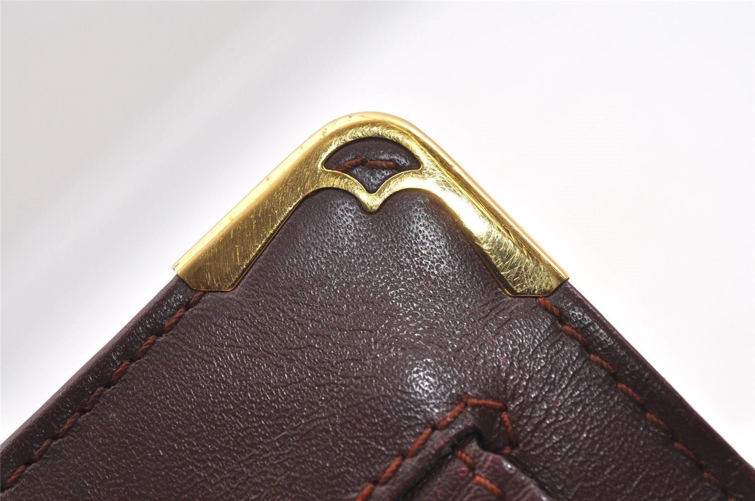 Authentic Cartier Must de Cartier Clutch Hand Bag Leather Bordeaux Red Box 9630I
