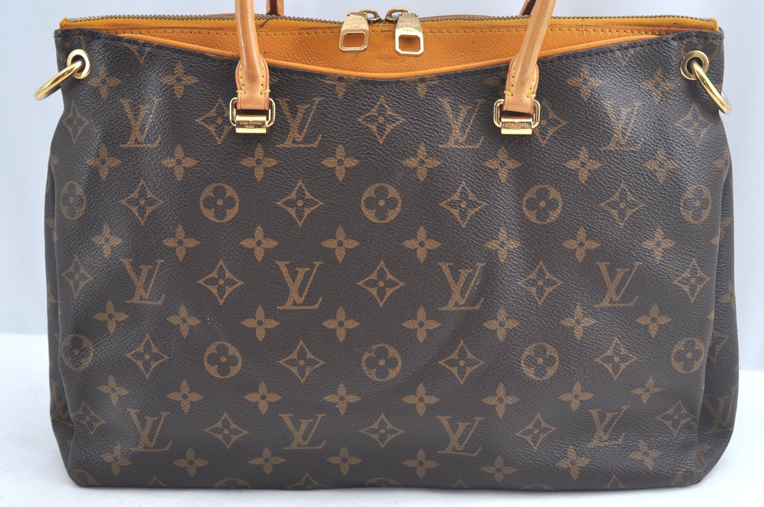 Authentic Louis Vuitton Monogram Pallas 2Way Hand Bag Yellow M40929 LV 9630J