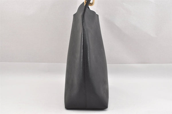 Authentic GUCCI Vintage Bamboo Shoulder Bag Purse Leather Black 9631I