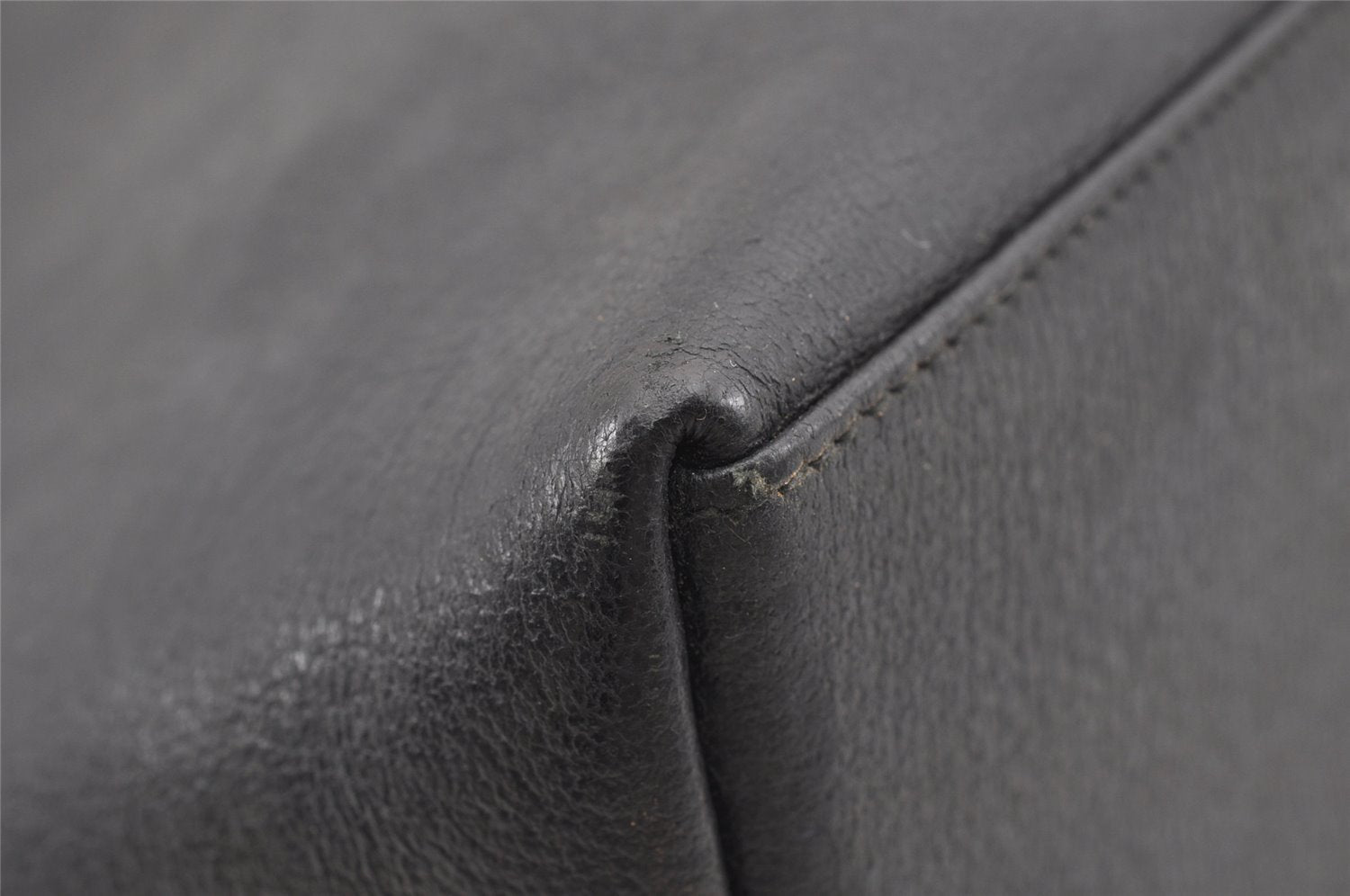 Authentic GUCCI Vintage Bamboo Shoulder Bag Purse Leather Black 9631I