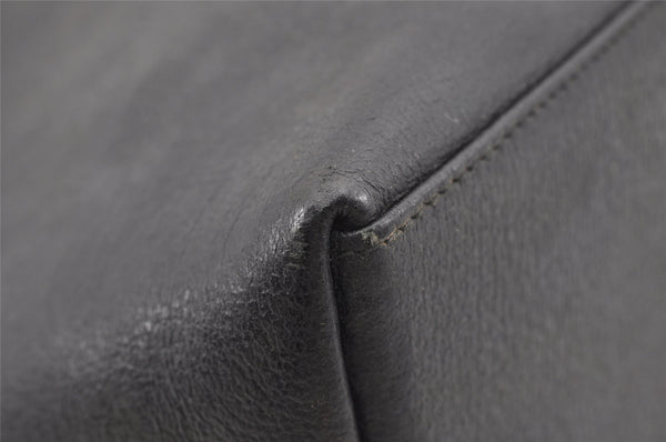 Authentic GUCCI Vintage Bamboo Shoulder Bag Purse Leather Black 9631I