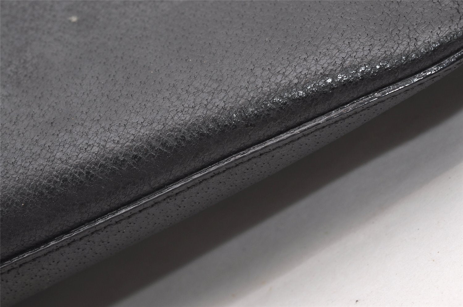 Authentic GUCCI Vintage Bamboo Shoulder Bag Purse Leather Black 9631I