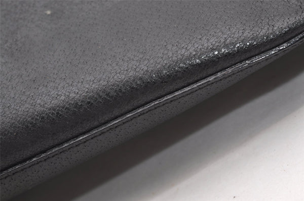 Authentic GUCCI Vintage Bamboo Shoulder Bag Purse Leather Black 9631I