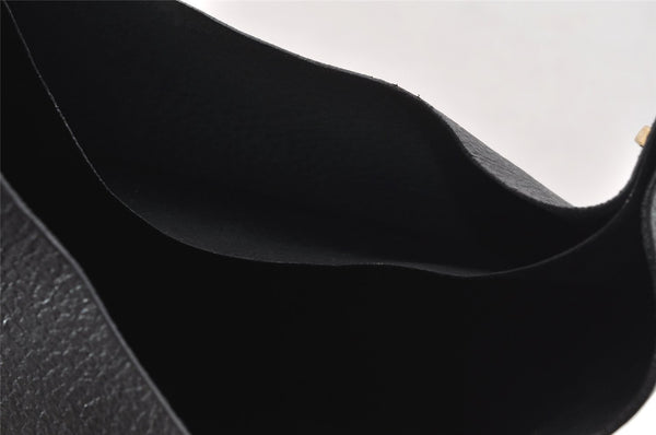 Authentic GUCCI Vintage Bamboo Shoulder Bag Purse Leather Black 9631I