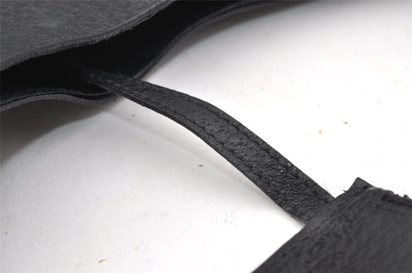 Authentic GUCCI Vintage Bamboo Shoulder Bag Purse Leather Black 9631I