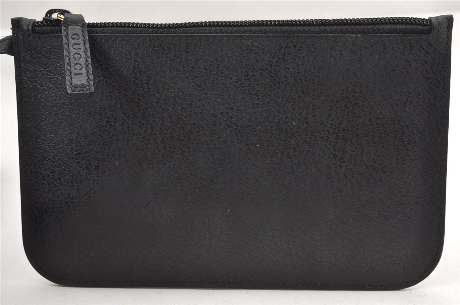 Authentic GUCCI Vintage Bamboo Shoulder Bag Purse Leather Black 9631I