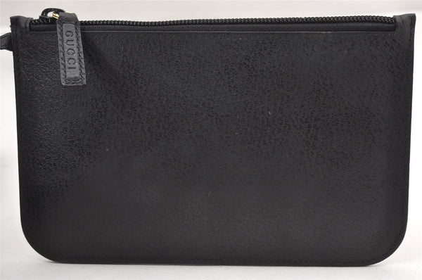 Authentic GUCCI Vintage Bamboo Shoulder Bag Purse Leather Black 9631I