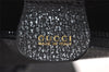 Authentic GUCCI Vintage Bamboo Shoulder Bag Purse Leather Black 9631I