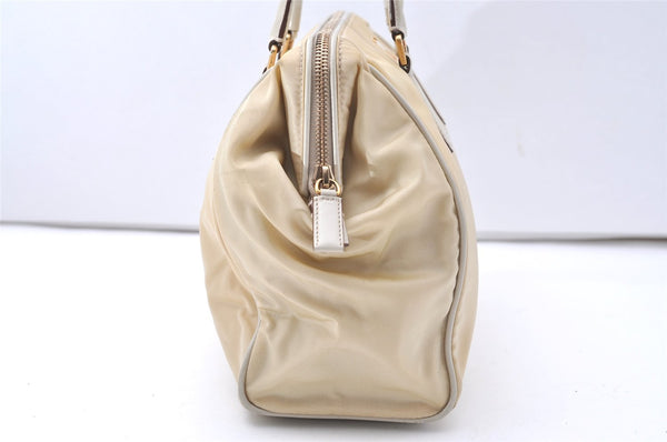 Authentic PRADA Nylon Tessuto Leather Shoulder Hand Bag Purse Beige 9632I