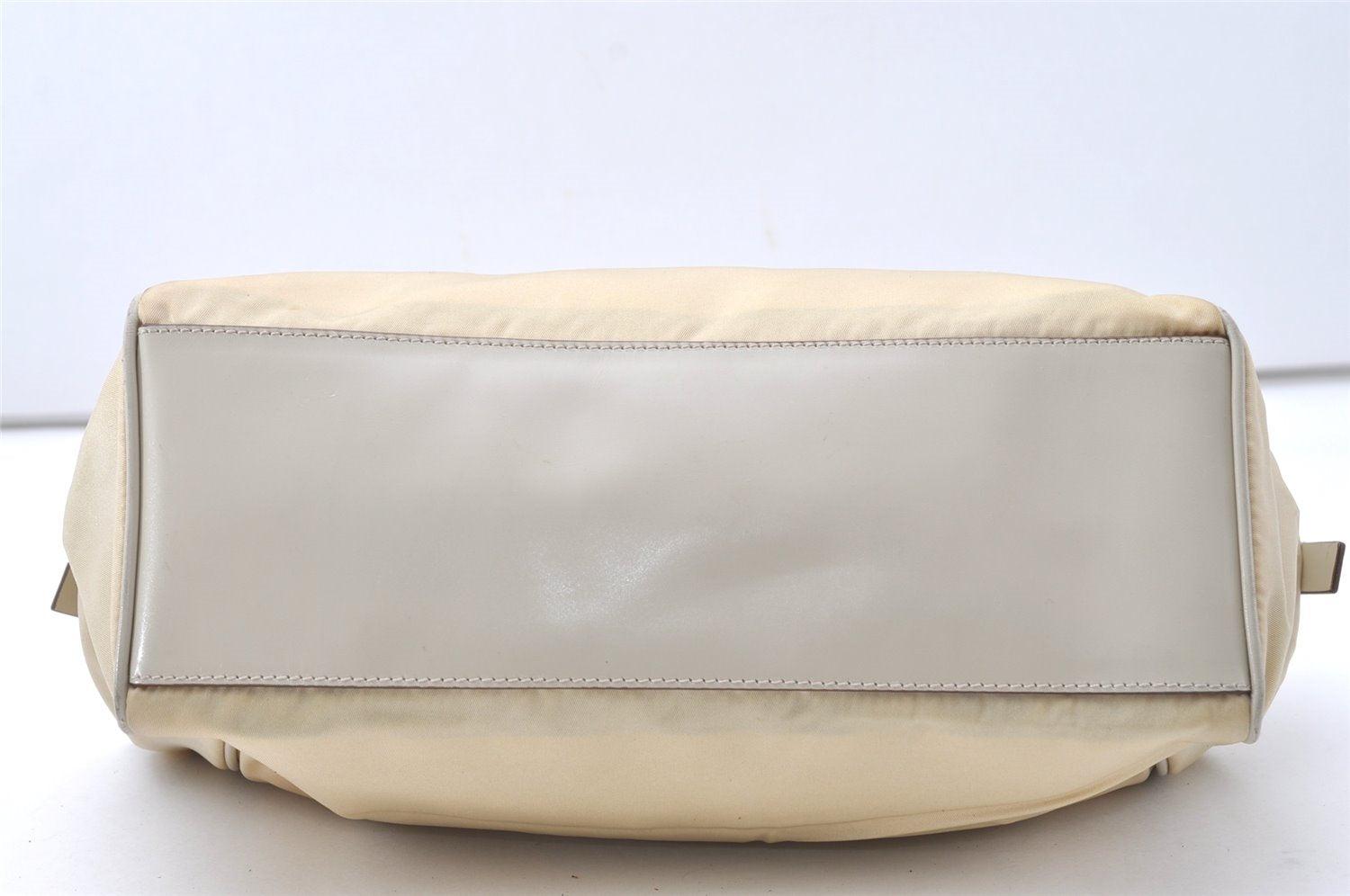 Authentic PRADA Nylon Tessuto Leather Shoulder Hand Bag Purse Beige 9632I