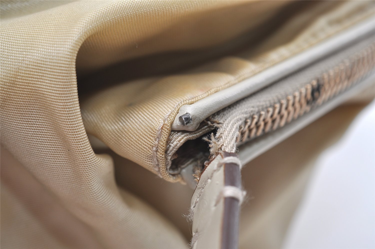 Authentic PRADA Nylon Tessuto Leather Shoulder Hand Bag Purse Beige 9632I