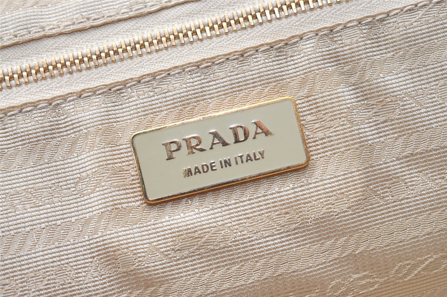Authentic PRADA Nylon Tessuto Leather Shoulder Hand Bag Purse Beige 9632I