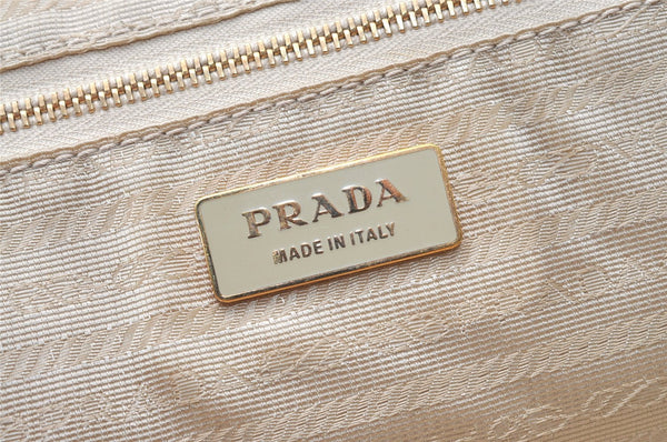 Authentic PRADA Nylon Tessuto Leather Shoulder Hand Bag Purse Beige 9632I