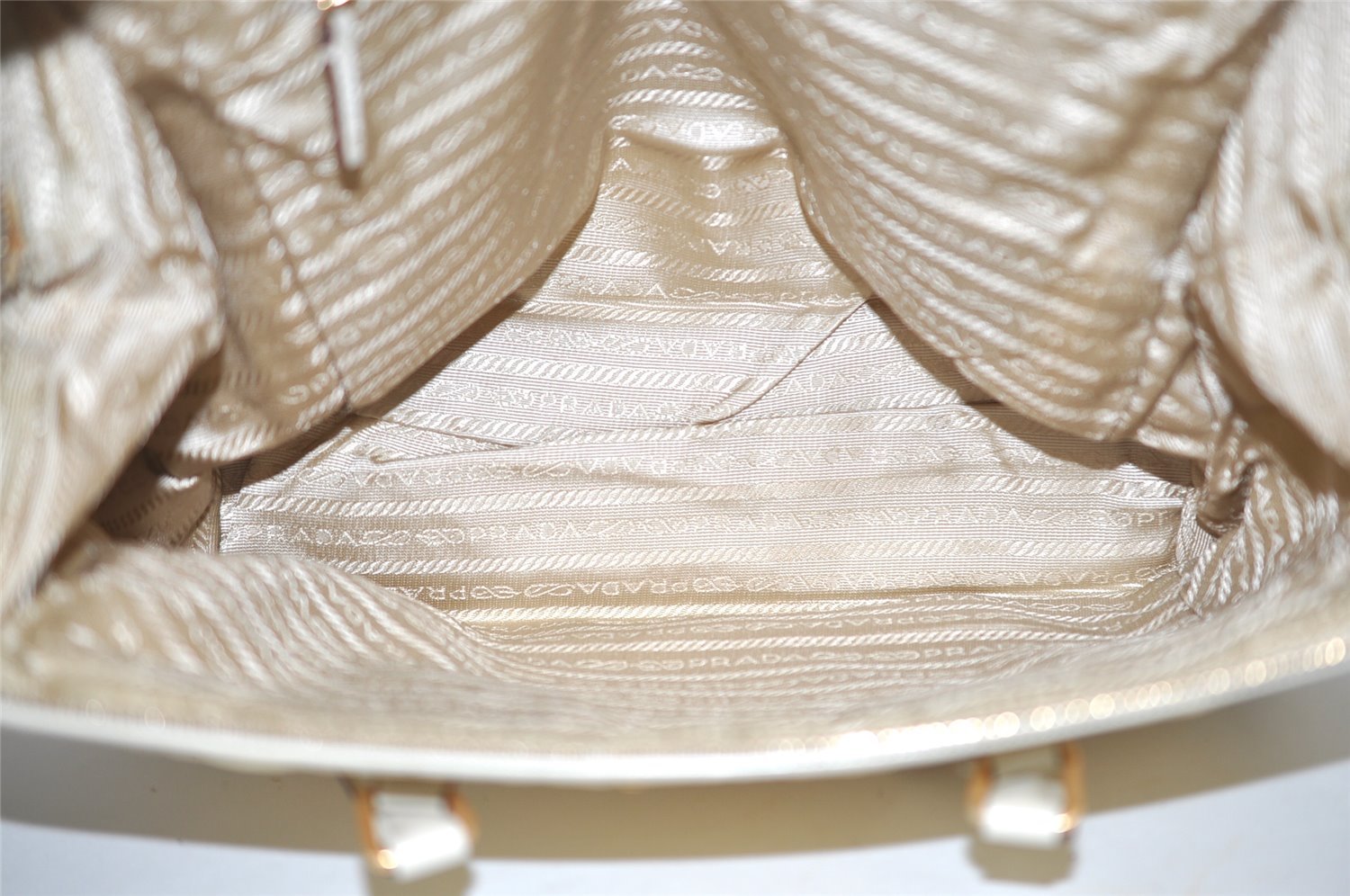 Authentic PRADA Nylon Tessuto Leather Shoulder Hand Bag Purse Beige 9632I