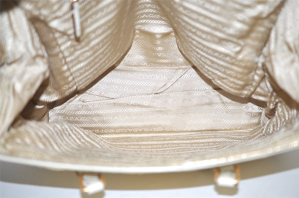 Authentic PRADA Nylon Tessuto Leather Shoulder Hand Bag Purse Beige 9632I